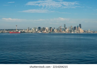 Seattle, Washington State, United States of America - 10 August 2022: The Bainbridge Island Ferry gives you the opportunity to have some great sights of downtown Seattle.  - Shutterstock ID 2214204215