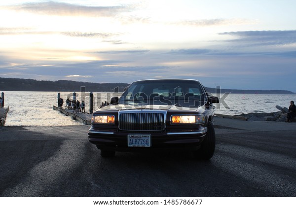 Seattle, Washington State, USA -\
\
July 23, 2019. American CLASSIC luxury car Lincoln Town\
Car\
\
