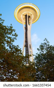 Seattle, Washington, United States - A View Of The Structure Of The Space Needle. Built For The 1962 World's Fair, 2.3 Million People Visit The Space Needle Each Year.