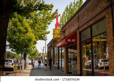 Seattle, Washington / USA - August 18th 2018: A Shot Of The Iconic Sonic Boom Records Located In The Hip Ballard Neighborhood District Of Seattle