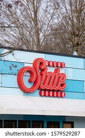 Seattle, Washington / USA - December 2 2019: Great State Burger, A Fast Food Restaurant Chain Owned By Restauranteur Renee Erikson, With Space For Text On Top