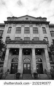 Seattle, Washington - USA - Jan 13 2022: Queen Anne High School Main Entrance                           