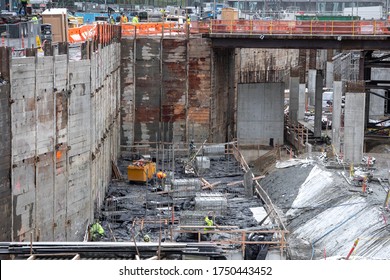 Seattle, Washington / USA - January 14 2020: Foundation Building For The New Washington State Convention Center