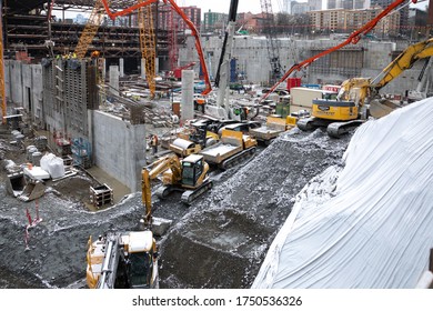 Seattle, Washington / USA - January 14 2020: Foundation Construction At The New Washington State Convention Center