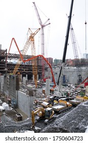 Seattle, Washington / USA - January 14 2020: Foundation Pouring At The New Washington State Convention Center