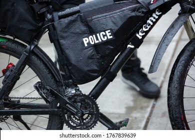 Seattle, Washington / USA - July 1 2020: Close Up On A Seattle Police Bicycle