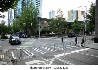 Seattle, Washington / USA - June 10 2020: Barricaded Street In Front Of The Seattle Police Department West Precinct