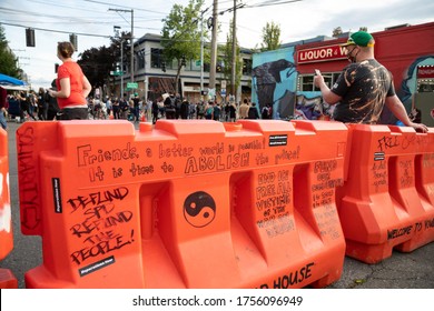 Seattle, Washington / USA - June 10 2020: Barricade With Protest Messages At The Capitol Hill Autonomous Zone (CHAZ)