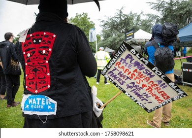 Seattle, Washington / USA - June 12 2020: Native American Demonstrator With A Protest Sign At The March Of Silence