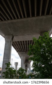 Seattle, Washington / USA - May 21 2020: View Under The Elevated Span Of The West Seattle Bridge