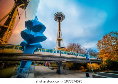 Seattle Washington USA- November, 2018: The Museum of Pop Culture, near the Seattle Space Needle, Seattle, USA