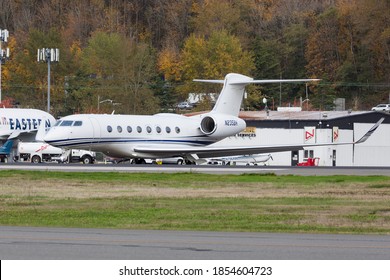 SEATTLE, WASHINGTON / USA - November 6, 2020: A Gulfstream G650 At King County International Airport, Also Known As Boeing Field.