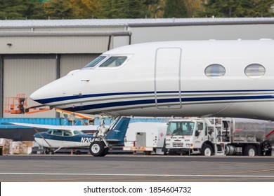 SEATTLE, WASHINGTON / USA - November 6, 2020: A Gulfstream G650 At King County International Airport, Also Known As Boeing Field.