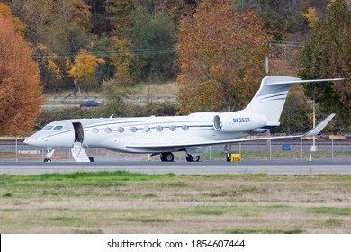 SEATTLE, WASHINGTON / USA - November 6, 2020: A Gulfstream G650 At King County International Airport, Also Known As Boeing Field.