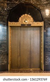 Seattle, Washington, USA - October 18, 2019: Elevator in the hall of the exchange building in the Central Cusiness district in Seattle