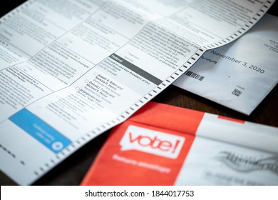 Seattle, Washington / USA - October 20 2020: Joseph Biden And Kamala Harris On A Presidential Mail In Ballot