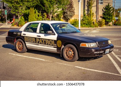 Seattle, Washington, USA - Sep 2, 2019: Beer Patrol - A Police Lookalike Car
