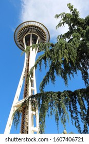 Seattle, Washington, USA, September, 11, 2018 Looking Up At The Space Needle