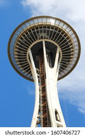 Seattle, Washington, USA, September, 11, 2018 Looking Up At The Space Needle