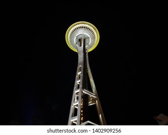 SEATTLE, WASHINGTON, USA - September 12, 2010: Space Needle Nice View From Below At Night.