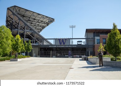 Seattle, Washington / USA - September 4 2018:  Wide Angle View On The Entrance To Husky Stadium At University Of Washington, Home Of UW Football