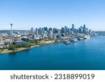 The Seattle, Washington waterfront skyline on a sunny day in June