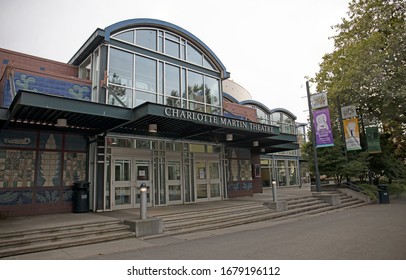 Seattle, Washington/USA - August 23, 2019: Charlotte Martin Theatre Exterior Front Entrance Where Seattle Children's Theatre Is Based