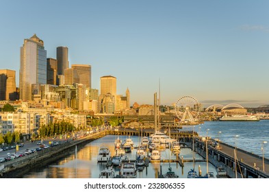 Seattle Waterfront At Sunset