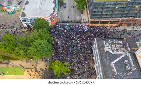 Seattle, WA/USA  June 3: Aerial View Protesters Create A Mob Scene For George Floyd And The BLM In Seattle On Capital Hill June 3, 2020