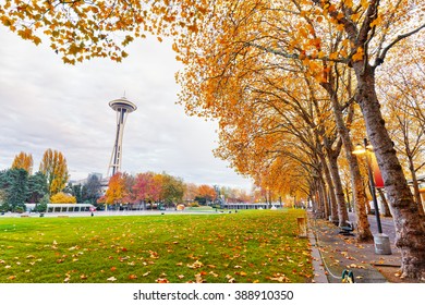 Seattle,usa: Landscape Of Seattle Center Near Space Needle In Sunny Day In Nov,11,2015