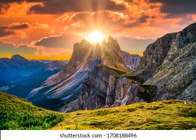 Seceda Peak Sunset Italy Stock Photo (Edit Now) 1708188496