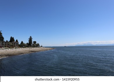Sechelt, BC Canada – June 4, 2019: View of Davis Bay in Sechelt, BC with clear blue sky