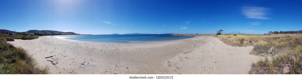 Secluded Beach On The East Coast Of Tasmania Off The Tasman Highway - Panoramic Format