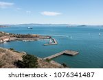 Secluded Horseshoe Bay, Fort Baker, San Francisco, from the view of Vista Point, Golden Gate bridge, sunny clear bright day