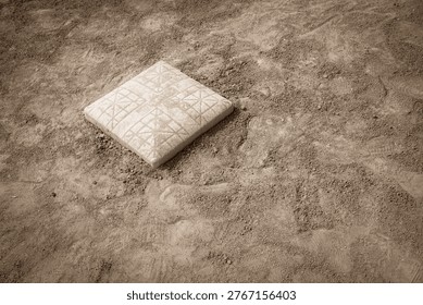 Second base on dirt baseball and softball field