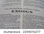 the second book of Moses from the bible called exodus title page image with bokeh, Old Testament or Torah for Christian and Jewish religion