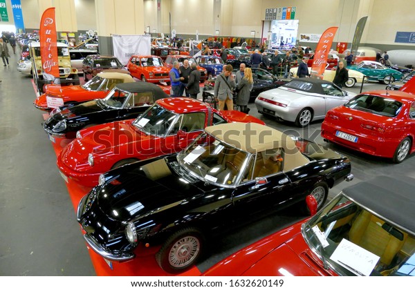 Second hand cars trade fair\
for collectors of vintage and luxury models Turin Italy January 30\
2020