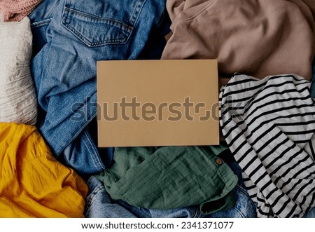 Second hand wardrobe idea. Circular fshion, eco friendly sustainable shopping, thrifting shop concept