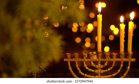 Third Night Hanukkah Three Lights Menorah Stock Photo (Edit Now) 1572947932