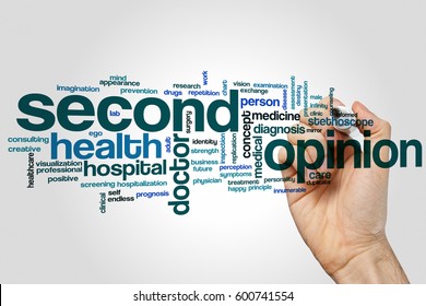 Second Opinion Word Cloud Concept On Grey Background