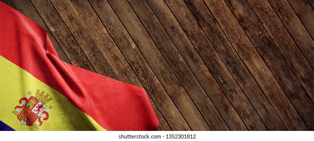 Second Spanish Republic, Cloth Flag On Wood