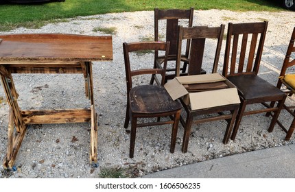 Secondhand Furniture Items At A Yard Sale