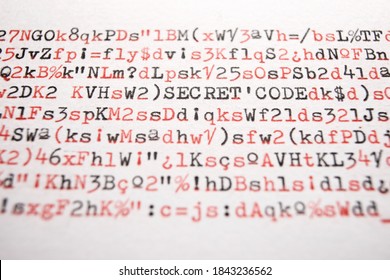 Secret code words written with a typewriter. - Shutterstock ID 1843236562