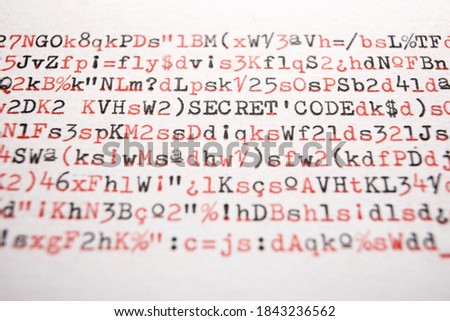 Secret code words written with a typewriter.
