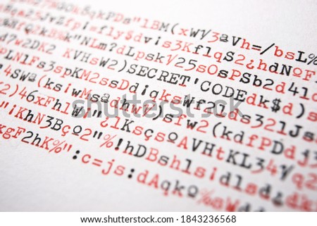 Secret code words written with a typewriter.