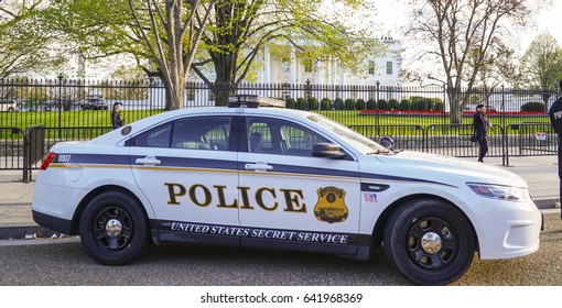 Secret Service Police Car At The White House - WASHINGTON DC / COLUMBIA - APRIL 7, 2017