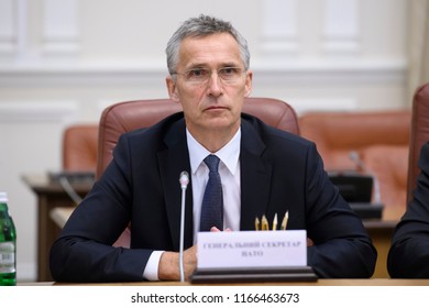 Secretary General Of NATO Jens Stoltenberg   During A Visit To Kyiv, Ukraine. 10-07-2017