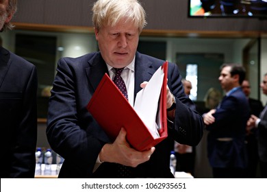 Secretary of State for Foreign Affairs of UK, Boris Johnson attends in an
European Union Foreign Affairs Council meeting in Brussels, Belgium on Feb. 6, 2017