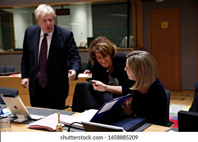 Secretary Of State For Foreign Affairs Of UK, Boris Johnson Attends In An European Union Foreign Affairs Council Meeting In Brussels, Belgium On Feb. 6, 2017