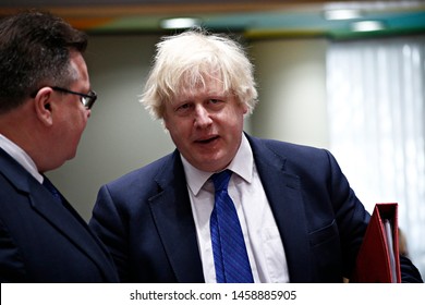 Secretary Of State For Foreign Affairs Of UK, Boris Johnson Attends In An European Union Foreign Affairs Council Meeting In Brussels, Belgium On May 15, 2017